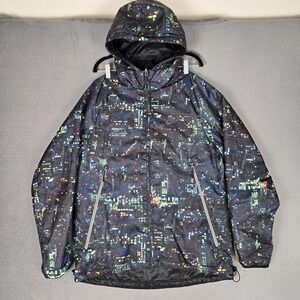 Nike Run Reversible City Jacket Mens Larg Full Zip Hooded Black/City AOP